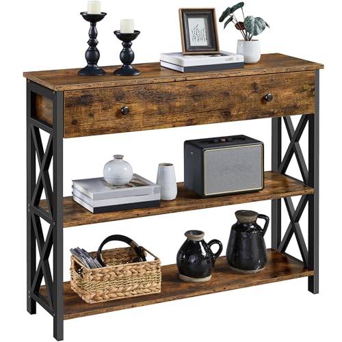 Yaheetech Console Table with Drawer, Entryway Table with 3 Tier