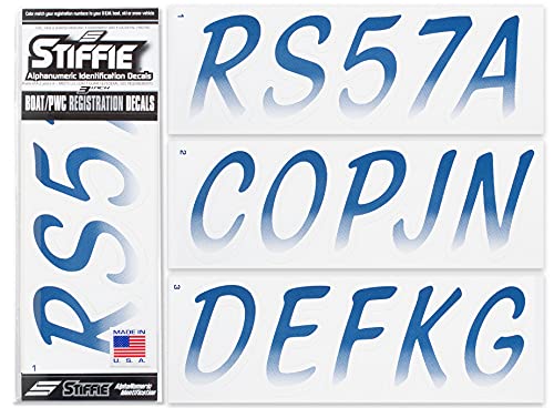 Image of STIFFIE Whipline Navy /White 3 inch Boat & PWC Registration Decals • Numbers Letters Stickers