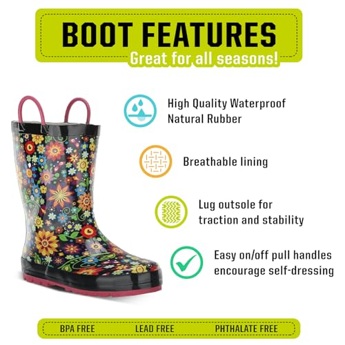 Image of Western Chief Kids Ladybug Rain Boot(Toddler /Little Kid /Big Kid) | Built for outdoor play, pull-on loops for self-dressing, comfort EVA insole, rubber traction outsole, toddler to big kid size