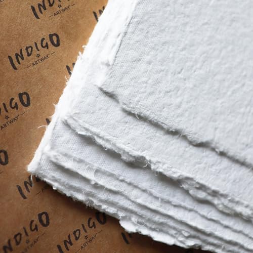 Artway Indigo - A4 Baumwoll-Rag-Papier - 100% Baumwolle/Handgemacht - 350gsm Mittlere Textur - A4 (20 Blätter)