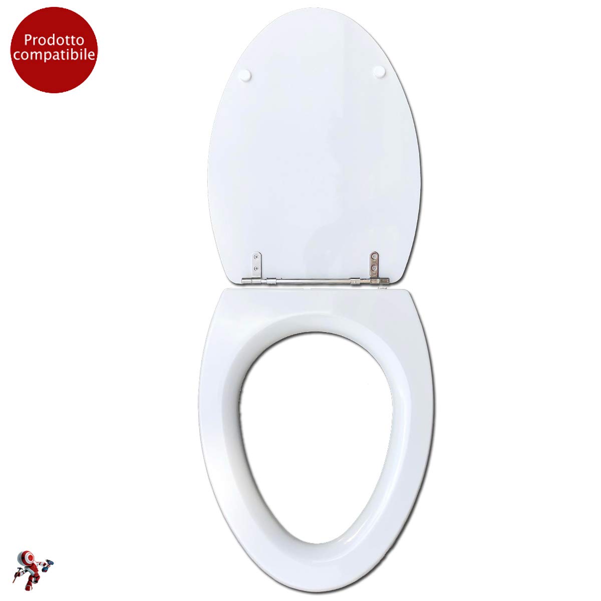 COPRIWATER SEDILE FENICE BIANCO CERNIERA CROMO