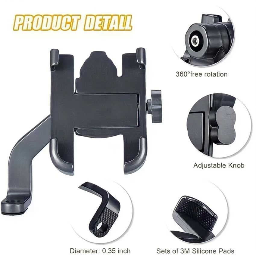 Image of Universal Bicycle Phone Mount Holder, Adjustable Handlebar Clamp, Black (C2)