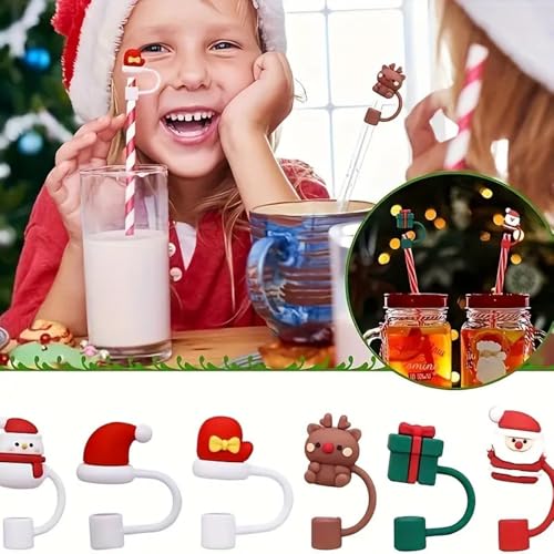 6 tapas navideñas para pitillos con diseño festivo miniatura 2