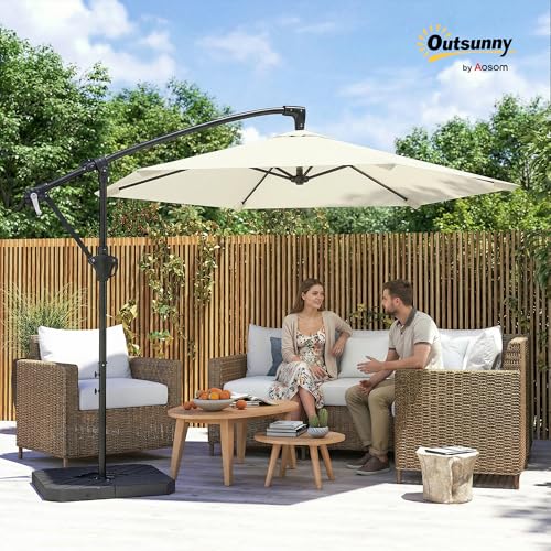 Parasol déporté 3m stable avec dalles incluses pour éviter les coups de soleil