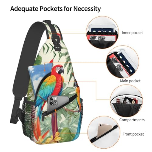 Mochila tipo sling con diseño tropical para uso diario miniatura 3
