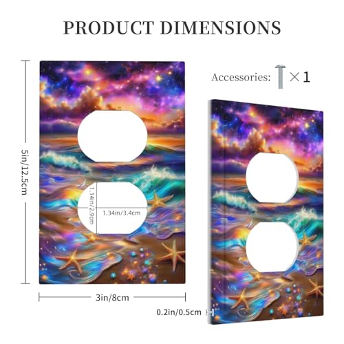 Decorative Outlet Covers Colorful Sunset Starfish Beach Shells 1 Gang Duplex Light Switch Cover Plate Wall Plates for Electrical Outlets Switchplate Faceplate for Bathroom Bedroom Decor