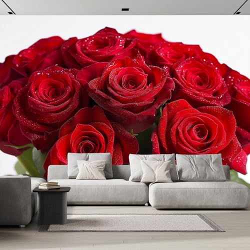 Fotomural Rosa Romantica Fotomurales Pared, 150×105cm Papel Pintado 3D, Flores Moderna Decoración Pared Sala Cuarto Oficina Salón