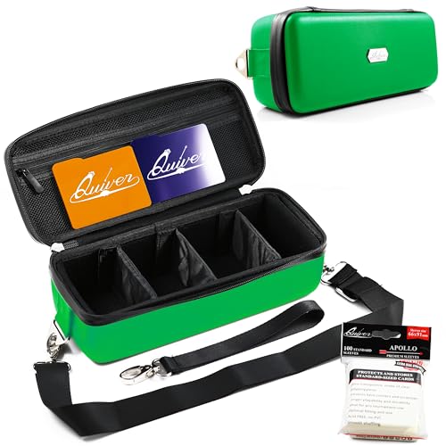 Consejos y comparativas para Comprar Carcaj cuero disponible en línea. 37 Quiver Time Bolt Verde Estuche para Tarjetas - Estuche de Almacenamiento para Tarjetas/Barajas con Correa de Muñeca/Hombro, Separadores y Divisores, Almohadillas en las Esquinas +...