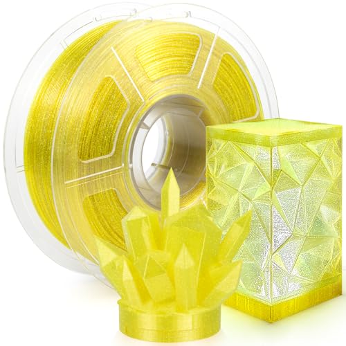 Image of IEMAI Glitter Transparent PETG 3D Printer Filament 1.75mm Yellow 1KG | Sparkly Clear Finish with Excellent Light Transmission, Smooth & Easy Printing for Lampshades, Home Decor & Creative DIY
