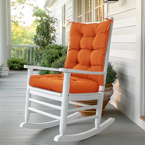 mudilun Rocking Chair Cushion Non-Slip Tufted Indoor/Outdoor Rocking Chair Cushions 80% Water Proof with Straps for Living Room Baby Room Garden High Back Rocking Chair Pads