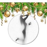 MAK060KFT Christmas Tree Ornament,Black and White The Shadow of Sexy Woman Nude Naked Silhouette Ceramic Ornament,Holiday Ornament Friends Gift,Ceramic Holiday Decoration,2.8in