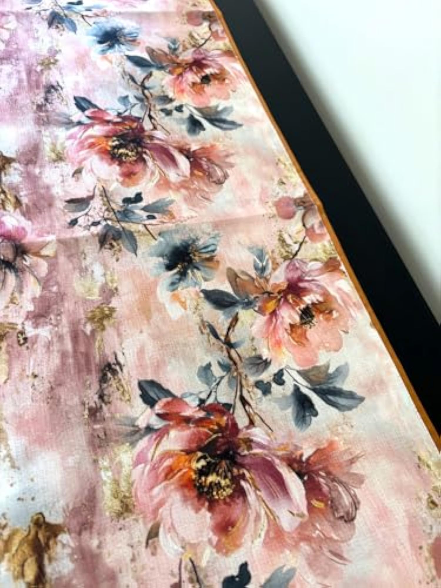 Floral Printed Silk Table Runner