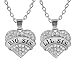 2 piece ''Big Sis Lil Sis'' Heart Necklace Set - Sister Necklaces For 2 - Gift for Big & Little Sisters Best Friends BFF - Daughter Jewelry Gifts From Mom and Dad - Mother's Day Gifts