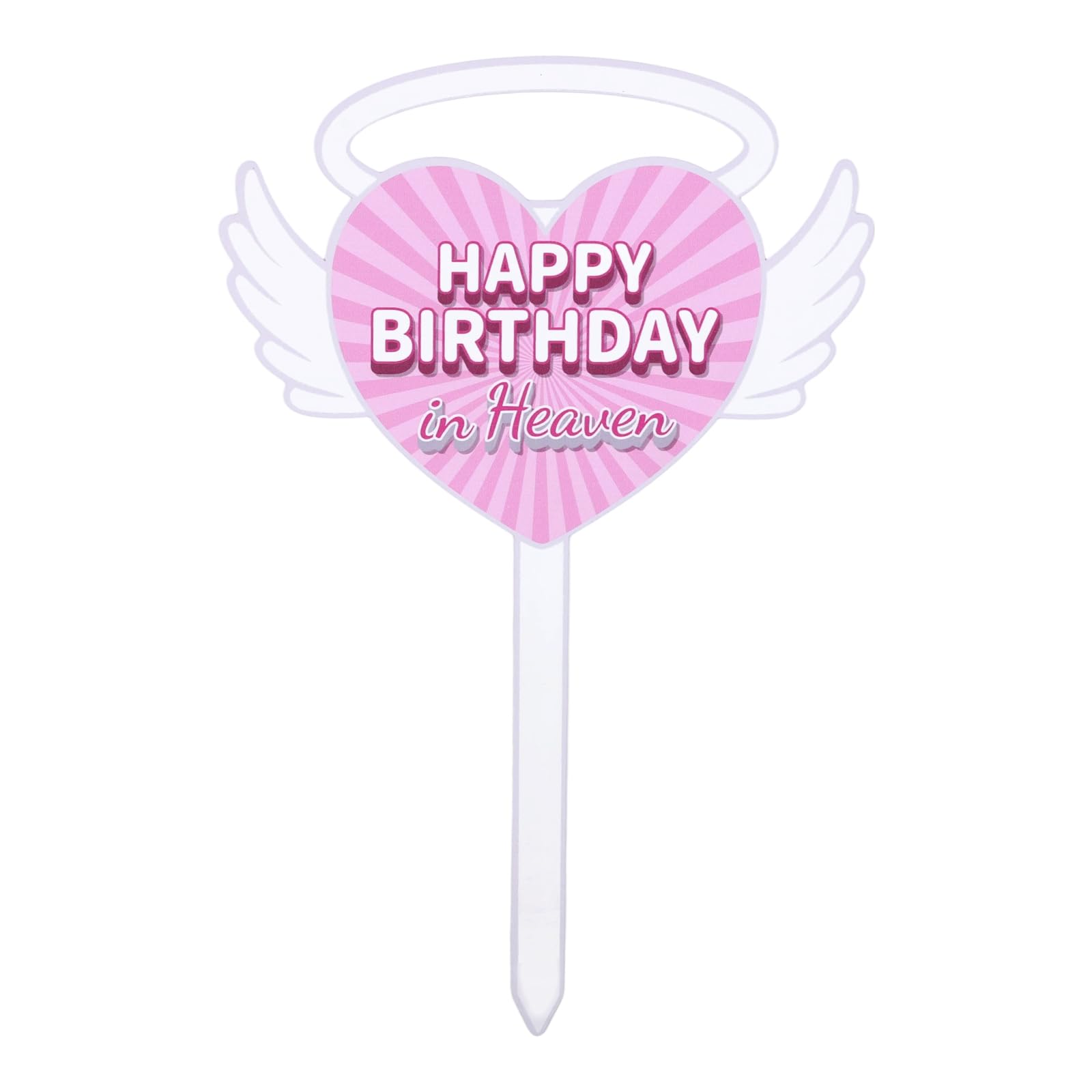 Happy Heaven Birthday Cemetery Decorations, Metal Memorial Grave Marker Stake Memorial Garden Stick Plaques for Human Tombstone Garden Yard Outdoor Decoration