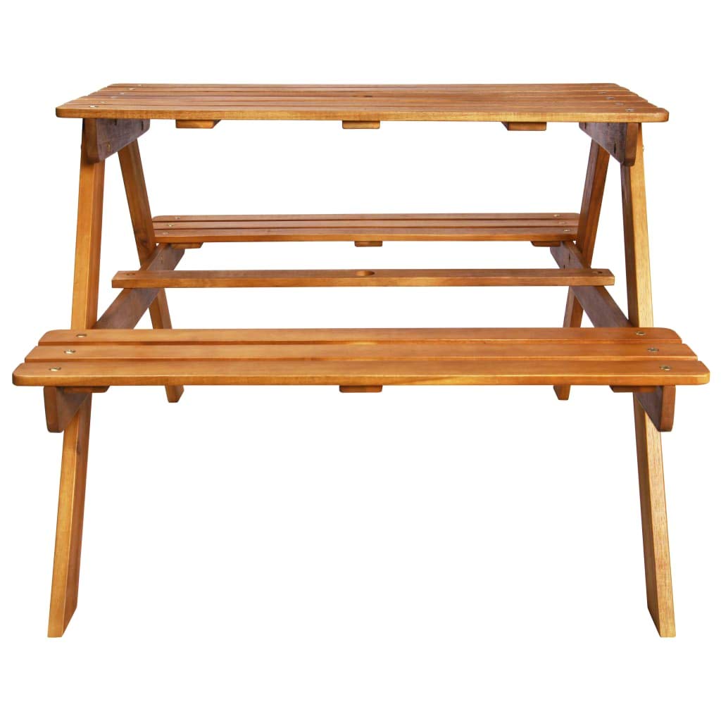 Tavolo da picnic per bambini, in legno di acacia, 79 x 90 x 60 cm, con ombrellone rimovibile, resistente alle intemperie e leggero, per giardino, terrazza e balcone