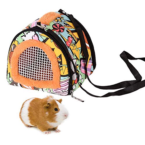JWShang - Borsa portatile per criceti di piccole dimensioni, motivo porcellino d'india con chiusura lampo staccabile, borsa traspirante per ratti, cincillà, scoiattoli, riccio