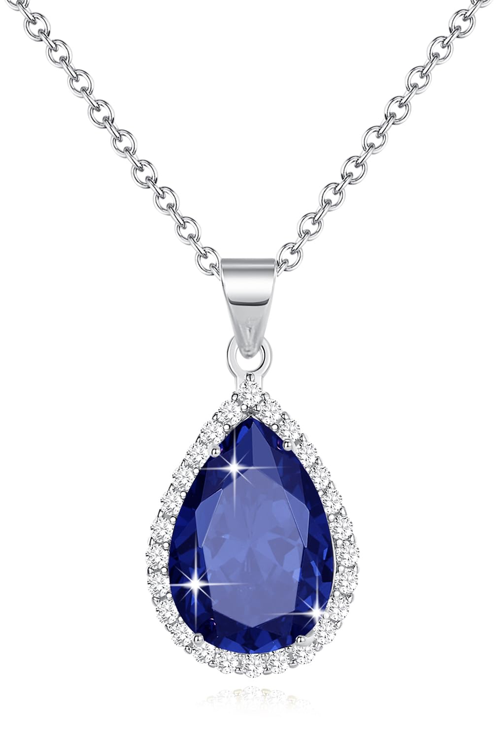 Sumonyo Diamond Teardrop Pendant Necklaces for Women Crystals Birthstone Costume Jewelry Gifts for Women，Gold Plated 17.92 + 1.97 inch Chain