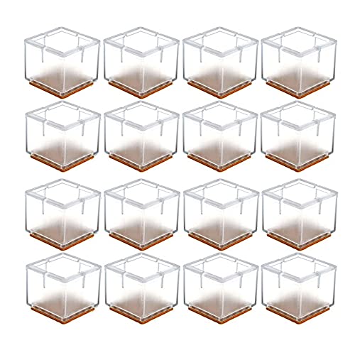 YGMXZL Silicone Chaise Casquettes Pieds,16 Pièces Plaquettes de Pieds de Meubles,Chaise Pieds Protecteur avec Feutre,anti-Rayures-Bouchon pied de chaise parquet (Transparent 2#) Cover
