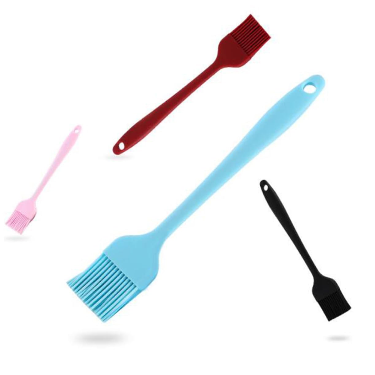 Cabilock 6pcs Silicone Oil Sauce Cream Brush Versatile Bbq Grill Baking Tools Heat Resistant Easy Clean Non Shedding Bristles for Marinades Sauces Red Black Blue Colors