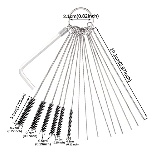 Image of Road Passion Set of 1 Carburetor Carbon Dirt Jet Remove Cleaner 9 Cleaning Needles + 6 Nylon Brushes Tool Kit + 1 Throttle Wrench Kit for Carburetor Cleaning Kit Needles Brushes Set