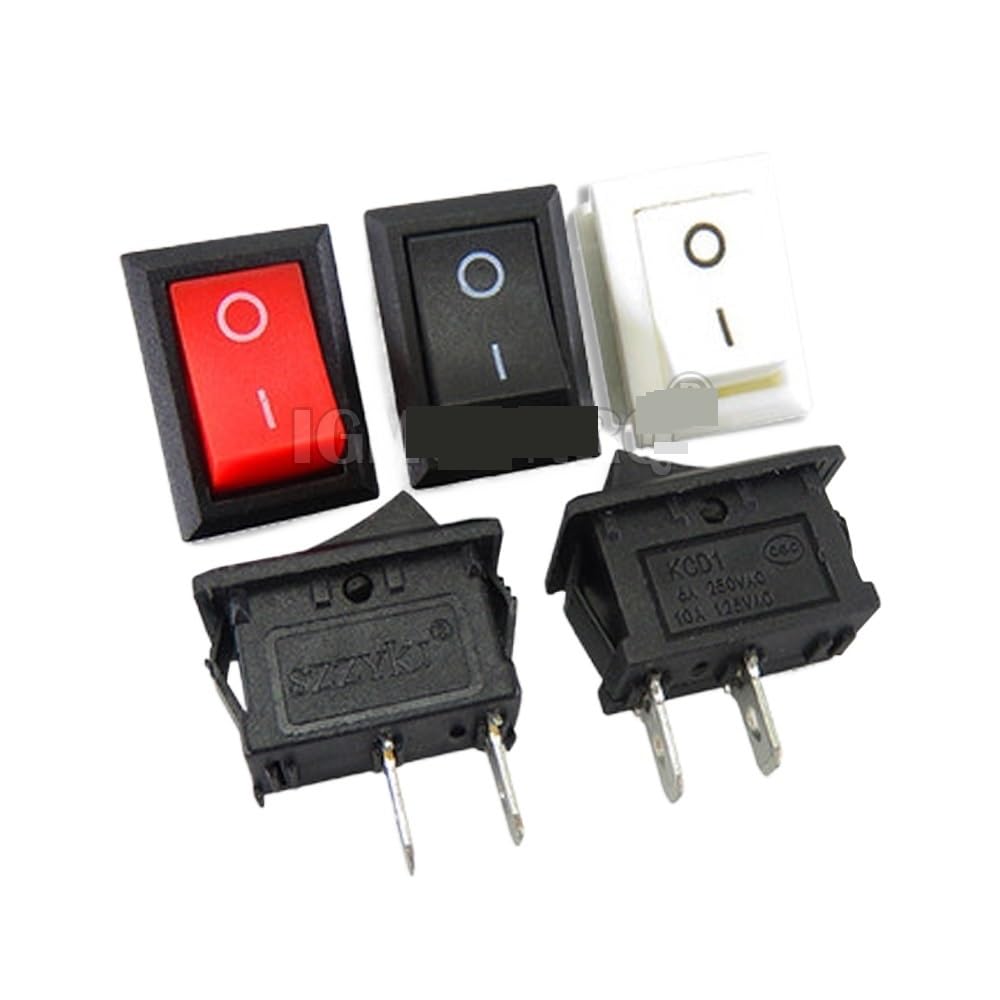 10PCS KCD01-117S 15x21 2Pin Black Red Whit ON/Off SPST Panel Mount Rocker Switch AC 6A/250V 10A/125V Power Switch KCD01 15 * 21mm(15x21 Black)