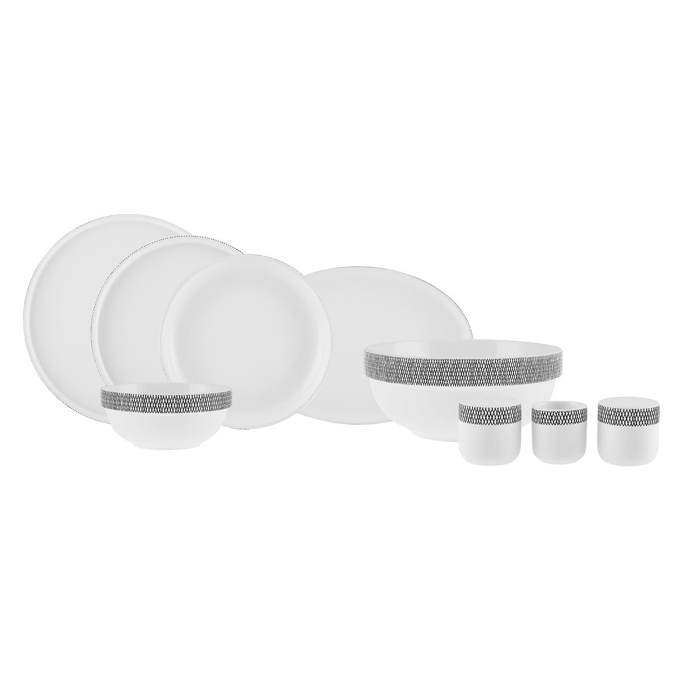 Karaca Streamline Fallon New Bone Crockery Set, 59 Pieces, 12 People, Dinner Service from New Bone, Processing and Design, Decorative, Natural, Dining Room Use