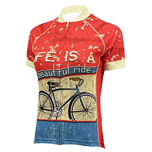 CORVARA BIKE WEAR Women's Life is a Beautiful Ride Cycling Short Sleeve Bike Jersey (Medium) Red