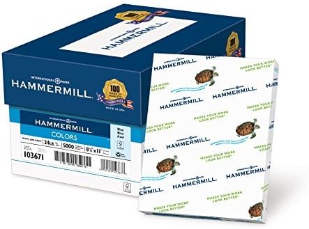 Hammermill 24 lb Blue Colored Paper, 8.5 x 11, 5000 sheets