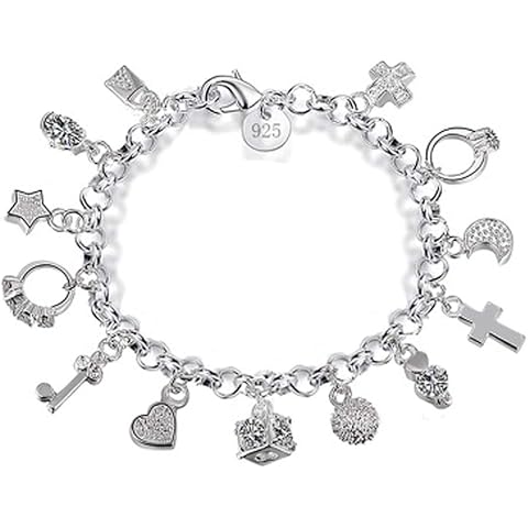 Aeora S925 Silver Thirteen Hanging Pieces Bracelet for Women Gift Bracelets & Bangles Jewelry