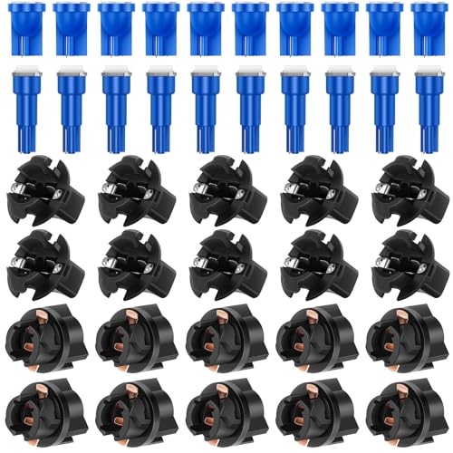 ECCPP Instrument Cluster Dash Panel Lights with Twist Lock Socket T10-6-3020-SMD-Blue T10 socket 5/8“ T5-Twist Lock 161 168 184 192 193 259 280