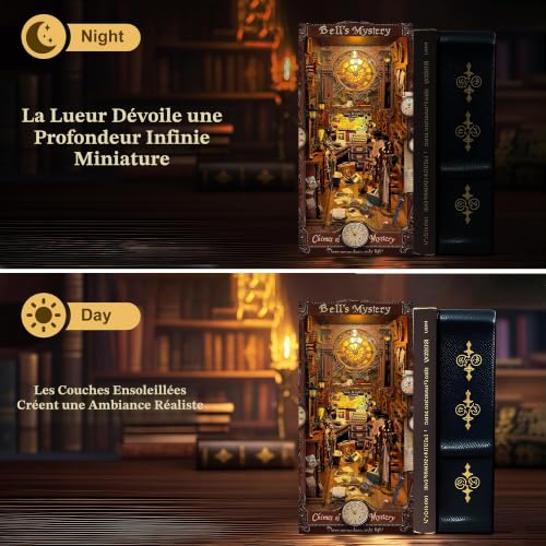 Book Nook Kit pour Adultes - CRIOLPO DIY Maison de Poupee Maquette Maison Miniature a Construire - Booknook Puzzle 3D en Bois Décoration avec lumière LED pour Adolescents et Adultes – vue 4