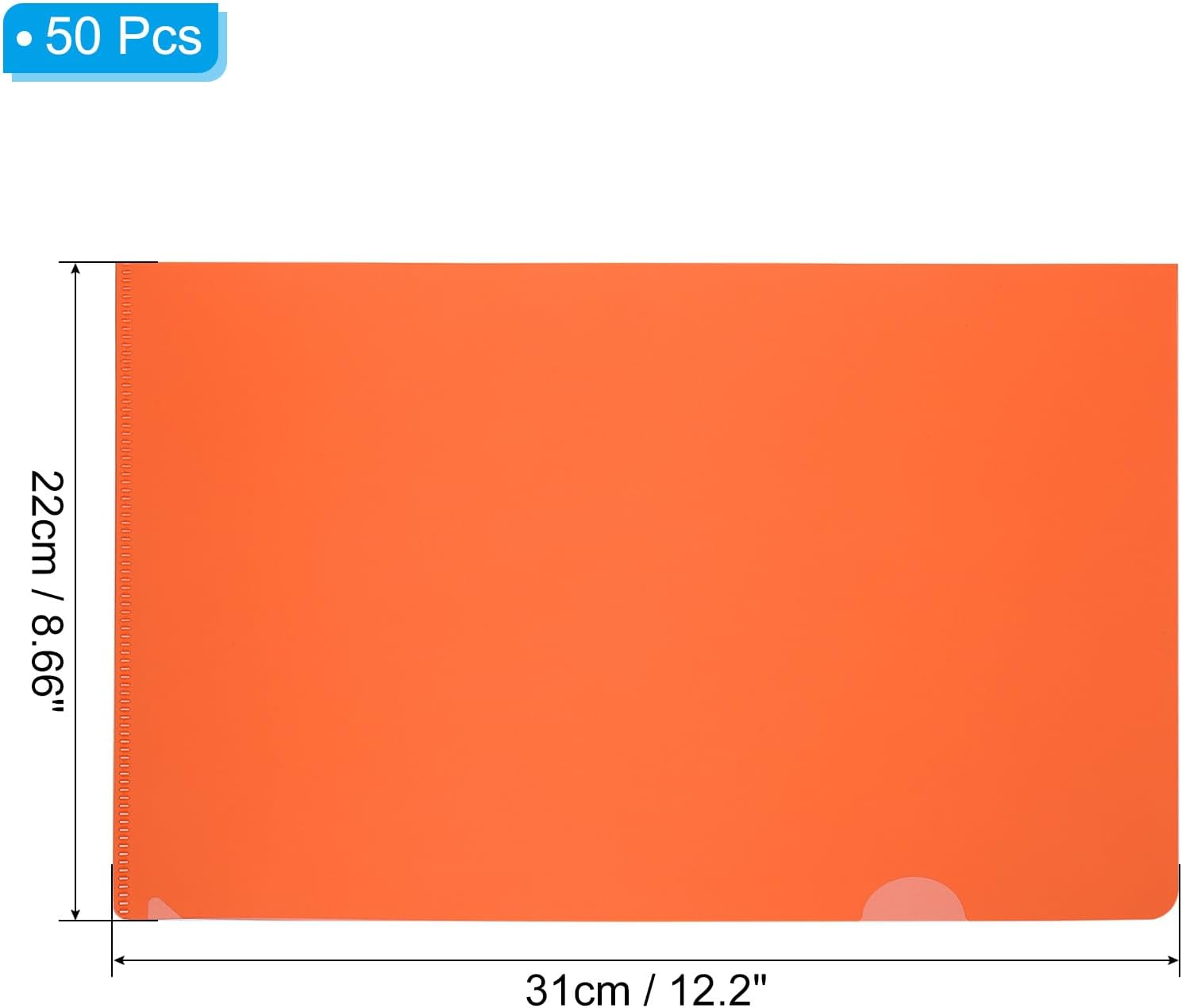 PATIKIL L Type Folders 50 Pack A4 Plastic File Project Pockets Clear Paper Document Jacket Sleeves for Office, Orange