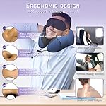 Neck Travel Pillow, Upgraded Memory Foam Pillow for Airplane, Machine Washable, Adjustable Flight Pillow, Suitable for Sleeping Airplane, Car, Office and Home (Dark Blue) - Image 3