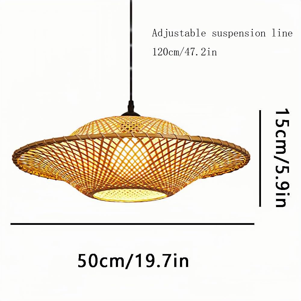 Plecione bambusowe zawieszki, inspirowane Chinami lampy wiszące do restauracji i restauracji, dekoracyjny żyrandol w stylu Wabi-Sabi do salonu, biura, hotelu, sklepu lub handlu