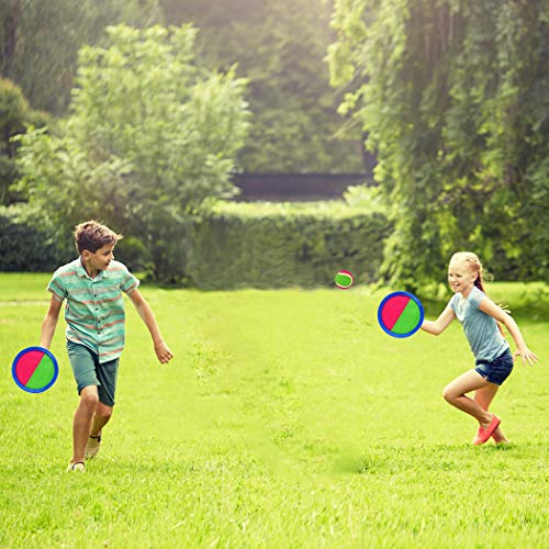 Jmkcoz Paddle Toss and Catch Ball Set 4 Paddles 4 Balls Sports Game Set, Ball Toss Paddle Catch Games Toy for Kids and Adults Halloween Christmas Thanksgiving Day Gift