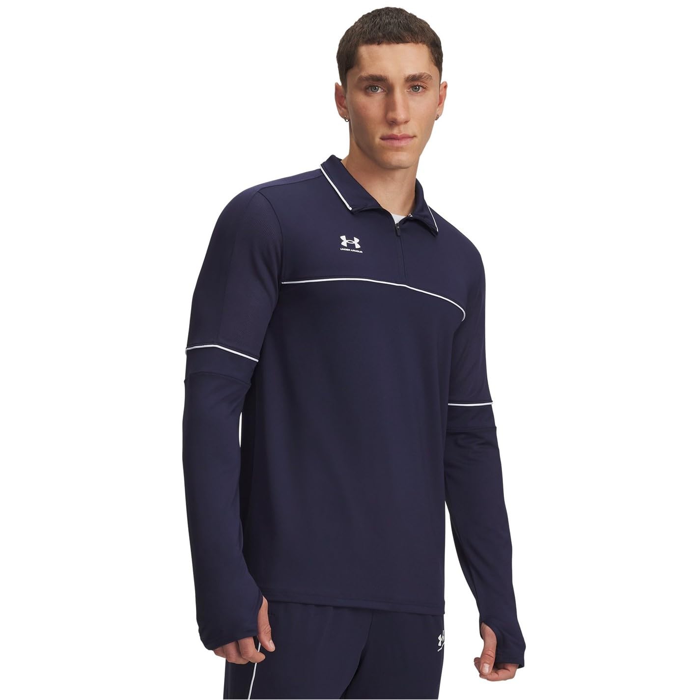 UNDER ARMOUR Mens Football Challenger 1/4 Zip, Navy, Size L, Men
