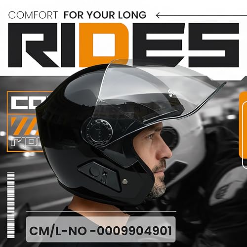 Image of Cortex Run Half Face Helmet Matt Finish with Scratch Resistant Curved Polycarbonate Visor, Hard ABS Shell Helmet for Men and Women | Clear Visor, Lightweight
