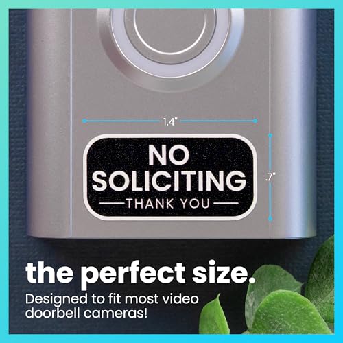 Image of ExcelMark No Soliciting Doorbell Stickers - 12 Stickers of 4 Different Designs - No Soliciting Thank You or Smile You Are On Camera - Perfect for Video Doorbells.