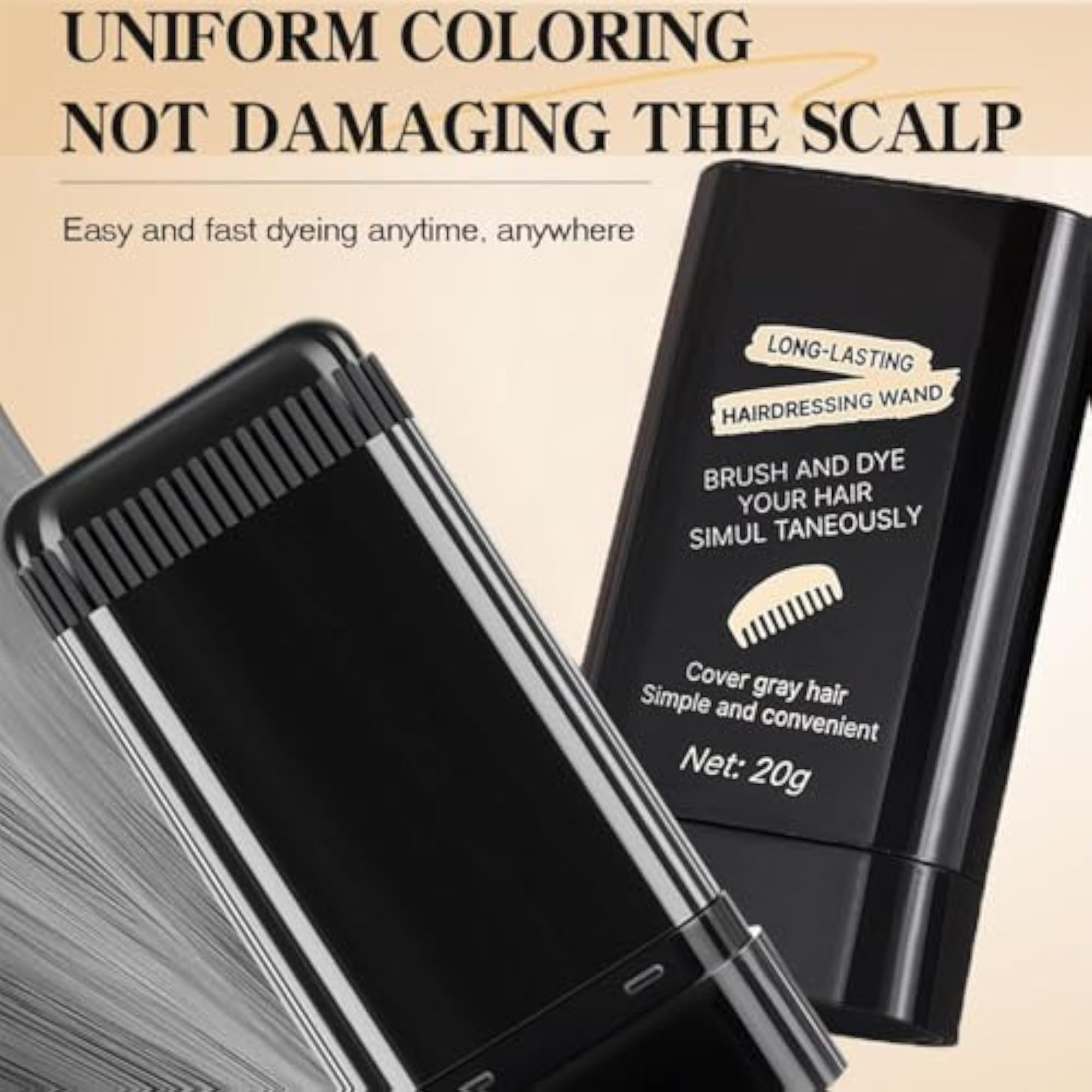 Hair Wand - Instant Black Color Pen with Built-in Comb