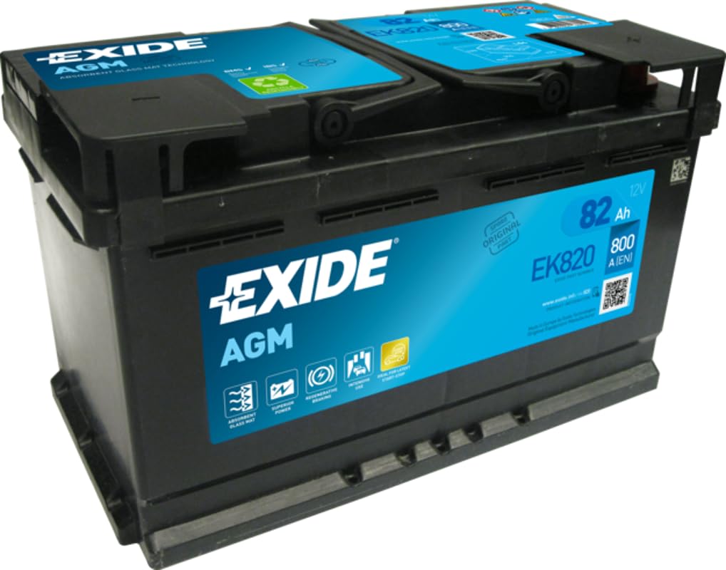 Exide EK820 - Batterie Voiture AGM - 12 V 82Ah 800A - Compatible Start and Stop