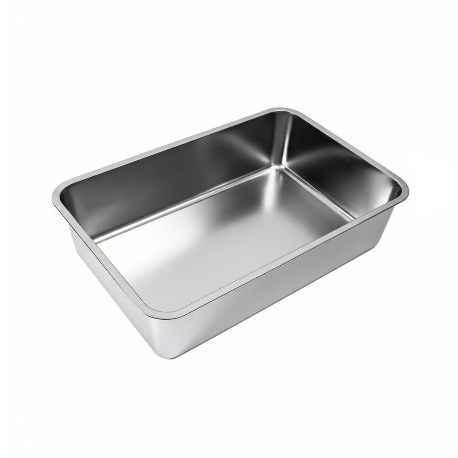 Contenitore Industriale Cassetta Igienica per Gatti Grande in Acciaio Inossidabile con Bordi Rialzati Superficie Liscia Facile da Pulire Adatta a, Medio 50x35x15cm, Acciaio Inossidabile 201