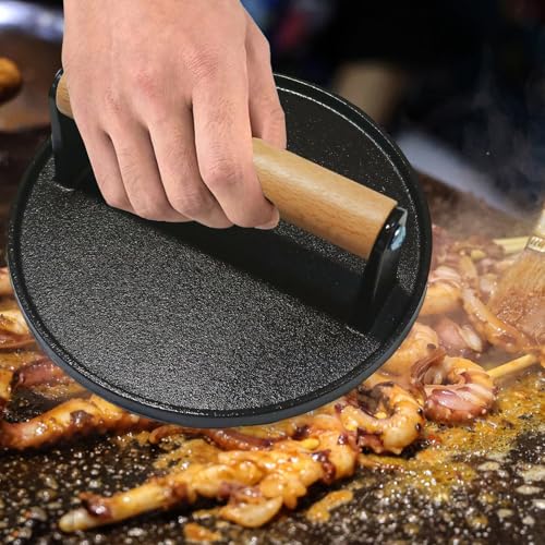 Presse à hamburger ronde ergonomique pour cuisson grill - 6