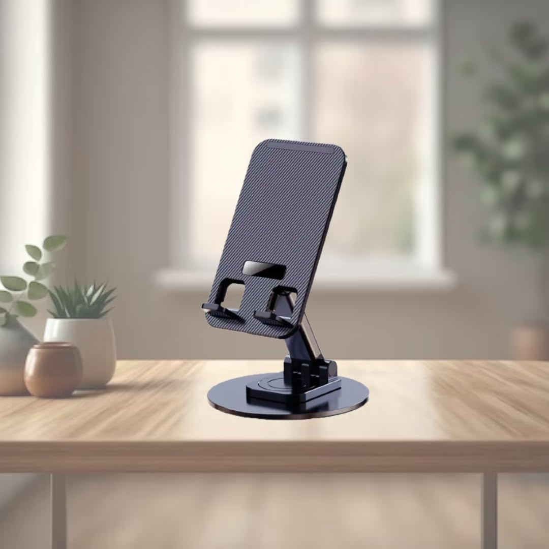 Mobile Phone Stand 360° Rotation Height and Angle Adjustable Cell Phone Stand for Desk Office Foldable Desktop Phone Holder for Smartphone 4-10'' Tablet Holder (Folding Stand)-image-9