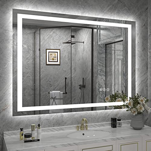 ODDSAN 40x32 Smart Led Mirror for Bathroom, Dimmable Vanity Mirror with Lights, Backlit and Front Lit Makeup Mirror for Wall, Anti-Fog (Horizontal/Vertical) ODDSAN 40x32 Smart Led Mirror for Bathroom, Dimmable Vanity Mirror with Lights, Backlit and Front Lit Makeup Mirror for Wall, Anti-Fog (Horizontal/Vertical)