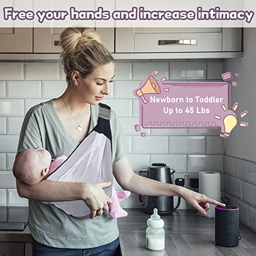 Baby Sling Carrier, Adjustable Baby Holder Carrier, Baby Half Wrapped Sling Hip Carrier, One Shoulder Labor-Saving, Natural Cotton With Breathable Mesh Fabric For Newborn To Toddler Up To 45Lbs (Grey) #TOP5