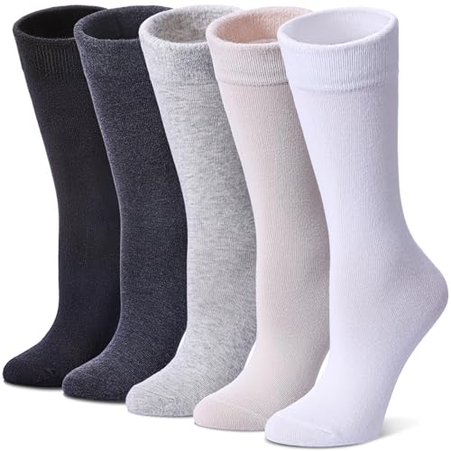 Image of SDBING Womens Cat Socks Cute Gifts Animal Soft Breathable Thin Cotton Casual Crew Socks 5 Pairs