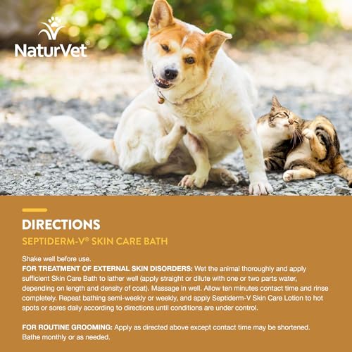 Image of NaturVet Septiderm-V Skin Care Bath Wash for Dogs & Cats - Pet Health Supplement for Dermatitis, Dog Skin Allergies, Itching, Hot Spots - Pet Shampoo, Grooming Aid - 8 Oz.
