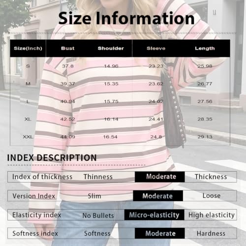 Oversized Sweatshirt for Women Striped Crewneck Sweatshirt Color Block Top - image 4