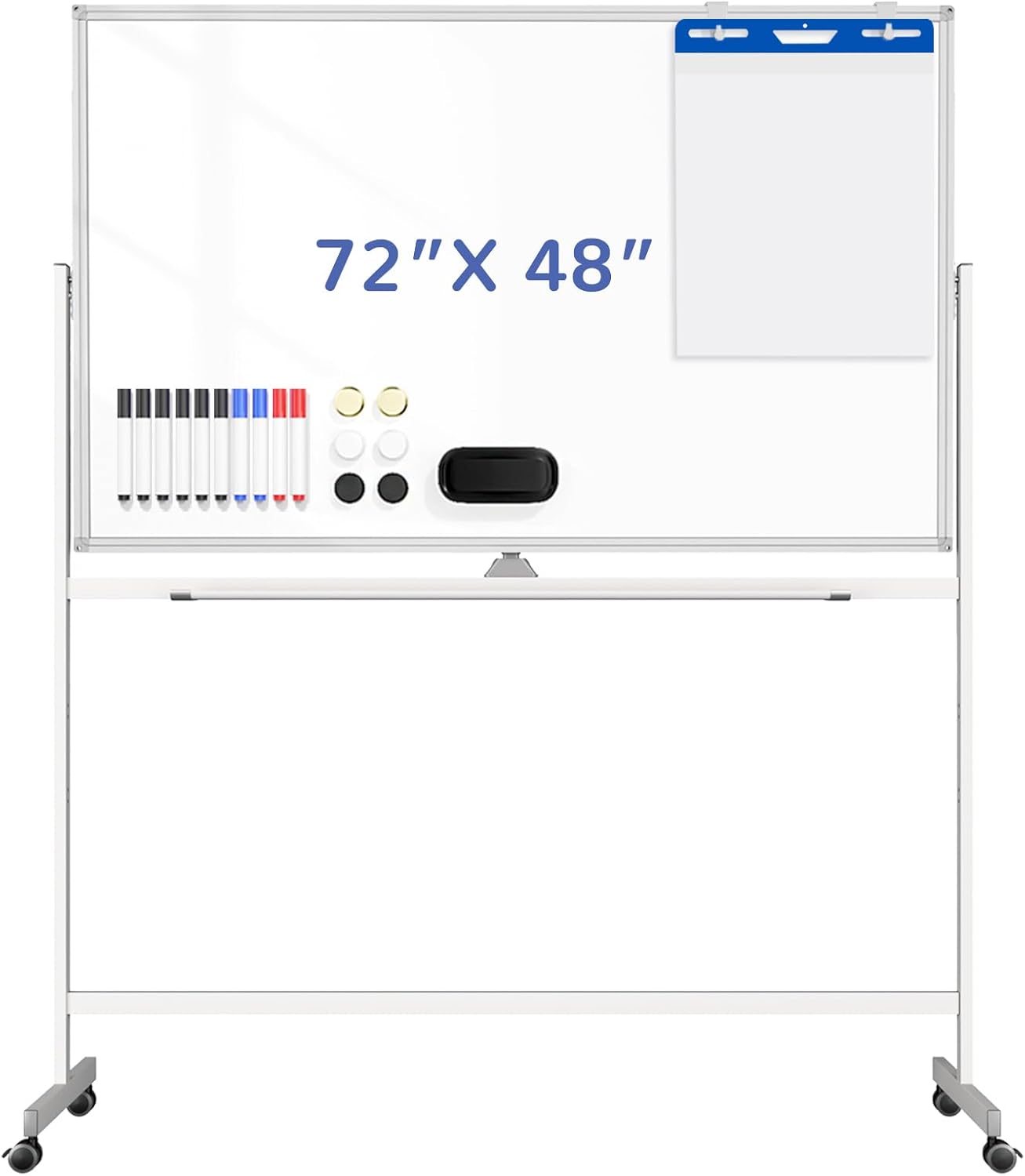Rolling White Board on Wheels, 72" x 48" Large Dry Erase Board with Stand, Big Rolling Whiteboard for Home, Office, School (72" x 48")