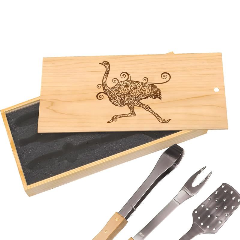 Set de herramientas para parrilla con caja grabada